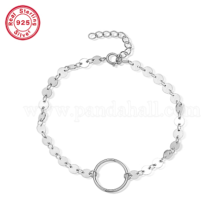 Pulseras de eslabones de anillo de plata de primera ley con baño de rodio EN4522-1-1