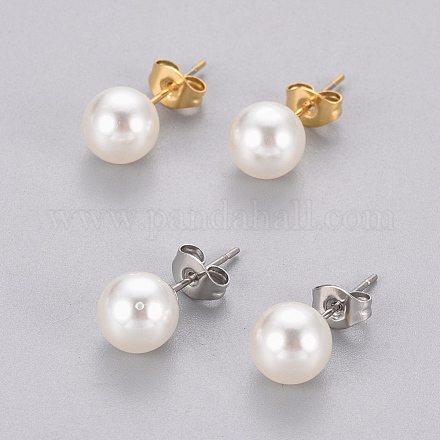 Pendientes de imitación de perlas de plástico STAS-D0001-03-1