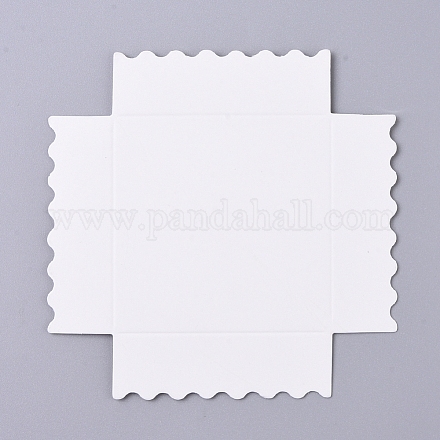 紙製台座  折りたたみ可能な透明PVCボックス用  ホワイト  10.7x10.7x0.05cm  折りたたんだ状態：6.7x6.7x2cm。 CON-WH0072-21B-1