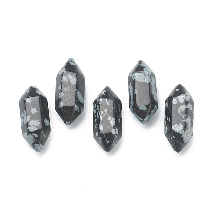 Faceted No Hole Natural Snowflake Obsidian Beads G-K034-20mm-09-1