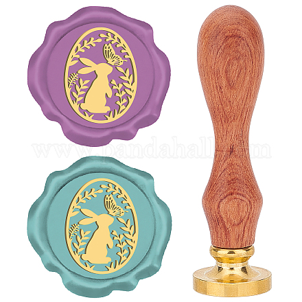 Brass Wax Seal Stamps with Rosewood Handle AJEW-WH0412-0076-1