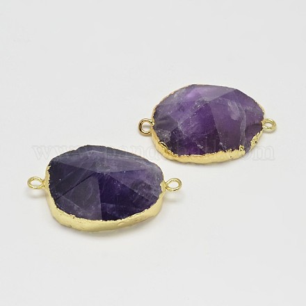 Natural Amethyst Nuggets Links Connectors G-P078-05-1