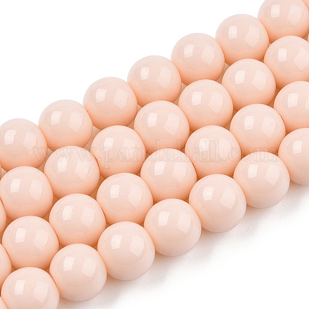 Chapelets de perles en verre opaque de couleur unie GLAA-T032-P8mm-09-1