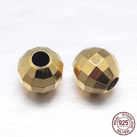 Perles intercalaires rondes à facettes 925 en argent sterling STER-M103-03-5mm-G-1