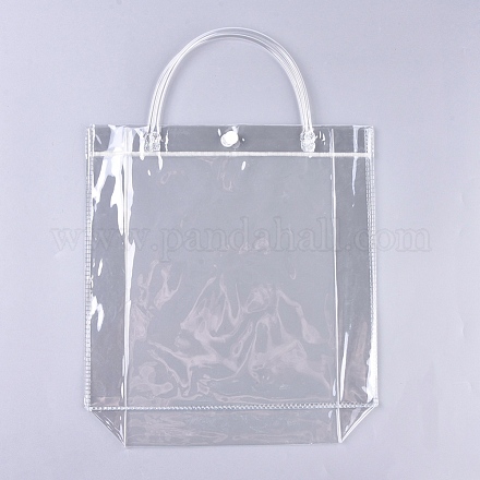 Bolsa de regalo de plástico PVC transparente para el día de San Valentín con asa ABAG-WH0005-22-1