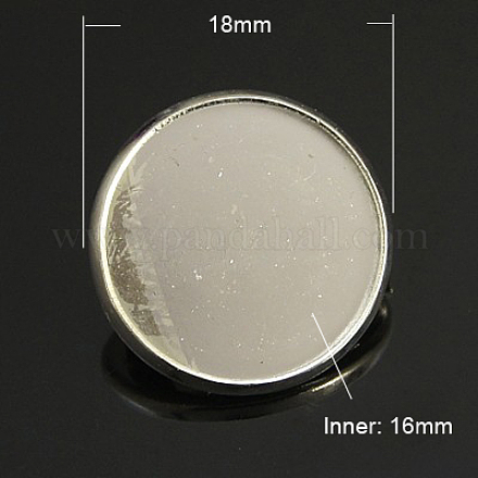 真鍮製ブローチパーツ  ラウンド  銀色のメッキ  18mm  ピン：0.8mm KK-G220-S-1