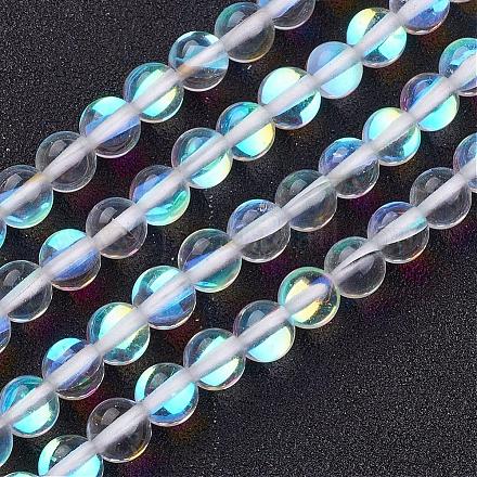 Synthetische Mondstein Perlen Stränge G-F431-03-6mm-1