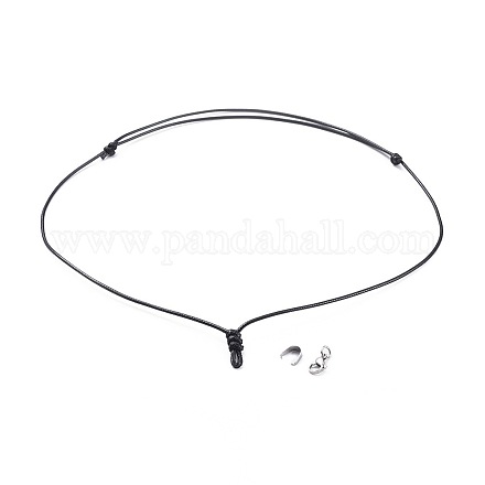 Fabricación de collar de cordón de poliéster encerado coreano ajustable X-AJEW-JB00510-01-1