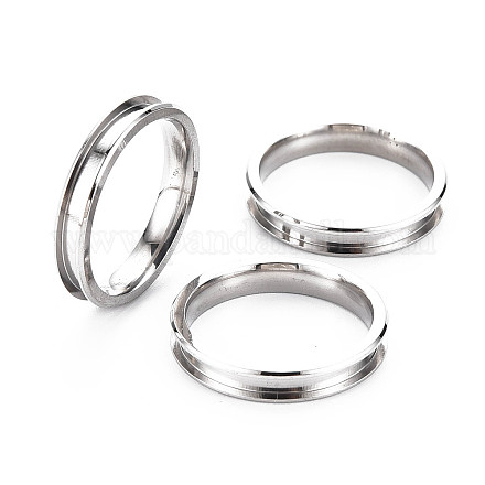 304 Stainless Steel Grooved Finger Ring Settings STAS-WH0039-01B-P-1