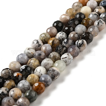Natural Dendritic Jasper Beads Strands G-E571-32A-1