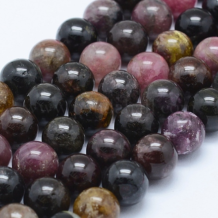 Chapelets de perles en tourmaline naturelle G-J373-12-9-10mm-1