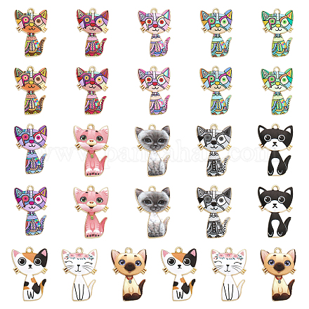 CHGCRAFT 26Pcs 13 Styles Enamel Cat Charms Cute Cat Charms Alloy Cat Pendants Colourful Cat Pet Charms Animals Cat Pendants for Earrings Necklace Dangle Jewelry Making FIND-CA0006-41-1