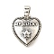 Brass Pendants, Heart Charms, Long-Lasting Plated, Cadmium Free & Lead Free, Rack Plating, Platinum, Star, 14.5x12.5x3.5mm, Hole: 4.5mm