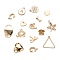 Brass Pendants, Mixed Shapes, Real 18K Gold Plated, 15~42x5~38x1~4mm