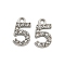 304 Stainless Steel Pendants, with Crystal Rhinestone, Number Charms, Number, 9x5x1mm, Hole: 1mm