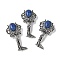 Angel Brass Natural Lapis Lazuli Pendants, with Jump Ring, Antique Silver, 38x19.5x7.5~9.5mm, Hole: 2x6.5mm
