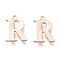 PVD Vacuum Plating  304 Stainless Steel Charms, Laser Cut, Alphabet, Rose Gold, Letter.R, 12x9x0.8mm, Hole: 1mm