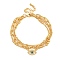 Brass Micro Pave Cubic Zirconia Bracelets for Women, Eye, Real 18K Gold Plated, 6-7/8 inch(17.5cm), Pendant: 9x11.5mm
