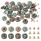 32Pcs Antique Silver Alloy Decorative Rivets, with Imitation Turquoise & Screw, for Purse, Bags, Leather Crafts Decoration, Flower, Mixed Color, 17.5x17.5x7~7.5mm, Hole: 2.4~2.5mm