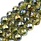 Transparent Electroplate Glass Beads Strands, Faceted, Round, Dark Olive Green, 9.5~10mm, Hole: 1.2mm, about 59pcs/strand, 22.05''(56cm)