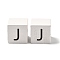 Wood European Beads, Large Hole Beads, Cube with Letter, Letter J, 30.5x30.5x29.5~30.5mm, Hole: 5mm