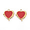 304 Stainless Steel Pendants, with Enamel, Heart Charm, Ion Plating(IP), Real 18K Gold Plated, Red, 21x19x2mm, Hole: 2.5mm