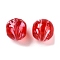 Handmade Lampwork Beads, Round with Flower, FireBrick, 12x12~12.5mm, Hole: 1.2~1.6mm