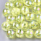 Transparent Plastic Beads, AB Color Plated, Round, Green Yellow, 8mm, Hole: 1.8mm, 2000pcs/500g