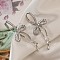 Bowknot Brass Micro Pave Clear Cubic Zirconia Hoop Earrings for Women, Platinum, 50x23mm
