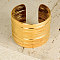 Hip-hop Stylish 304 Stainless Steel Cuff Bangles for Women, Real 18K Gold Plated, Inner Diameter: 2-1/2 inch(6.2cm)