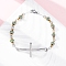201 Stainless Steel Link Chain Bracelets, with 304 Stainless Steel Clasps and Rhinestone, Cross, Ion Plating(IP) 304, Peridot, 8-1/2~8-3/4 inch(21.7~23.3cm)