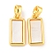 Natural Shell Pendants, Brass Rectangle Charms with Snap on Bails, Real 18K Gold Plated, 15x7x2mm, Hole: 4x2mm