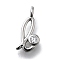 Brass Micro Pave Cubic Zirconia Pendants, Letter Charms, Rack Plating, Long-Lasting Plated, Cadmium Free & Lead Free, Letter L, 12.5x6.5x2mm, Hole: 1.6mm