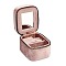 Mini Rectangle Velvet Jewelry Storage Zipper Boxes with Mirror Inside, Portable Travel Jewelry Case for Rings Earrings Bracelets Storage, Pink, 8.7x10.5x7.8cm