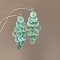 Shell Dangle Stud Earrings, Flat Round, with Sterling Silver Pins, Aquamarine, 86x40mm