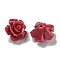 Synthetic Coral Dyed Carved Beads, Flower, Half Hole, Dark Red, 12x8mm, Hole: 1mm