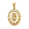 Golden 304 Stainless Steel Pendants, with Shell, Hollow Oval with Heart, Letter C, 23x16.5x2mm, Hole: 5.5x3mm