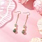 Shell Pearl Dangle Earrings, Round, with Green Aventurine, Golden, 64.5x8.5mm