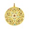 Real 18K Gold Plated Brass Micro Pave Cubic Zirconia Pendants, with Enamel, Flat Round, Colorful, 42x39.5x2mm, Hole: 4x3mm