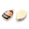 Printed Alloy Pendants, Light Glod, Food Shape, Cupcake Charms, Light Khaki, 20x13x2.5mm, Hole: 1.4mm