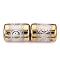 Electroplate Glass Beads, Column with Ying-yang Pattern, Dark Goldenrod, 11.5~12x8~8.5mm, Hole: 1.2~1.4mm
