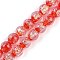 Handmade Gold Foil Lampwork Beads Strands, Round, Red, 10mm, Hole: 1.8mm, about 50pcs/strand, 186.61''(474cm)