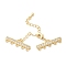 Brass Micro Pave Cubic Zirconia Chain Extender, Necklace Layering Clasps, Long-Lasting Plated, Lead Free & Cadmium Free, Real 18K Gold Plated, Ends: 8x25x2mm, Hole: 1mm, Clasp: 10x5x3mm
