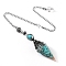 Synthetic Turquoise & Resin Hexagonal Pointed Dowsing Pendulums, Cone, Antique Silver, 250mm