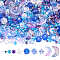 Mixed Styles Transparent Glass Beads, Mixed Shapes, Blue, 2~15.5x2~14x2~6mm, Hole: 0.8~1.6mm