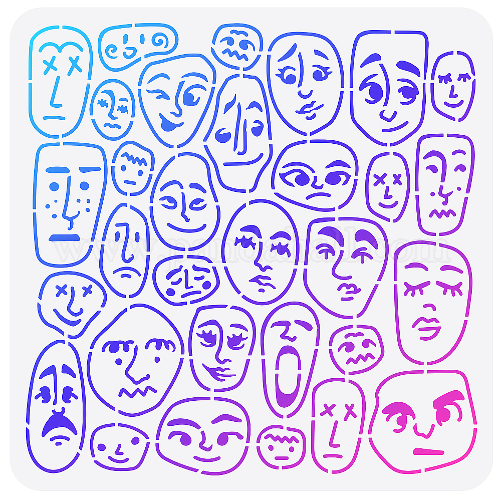 Pochoirs Visage Féminin Abstrait - Lot De 8 Modèles Réutilisables PET - Pour Peinture Sur Toile, Bois, Tissu, Meuble - Idéal DIY, Déco, Nail Art