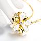 Real 18K Gold Plated Tin Alloy Czech Rhinestone Flower Pendant Necklaces NJEW-BB03466-G-4