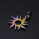 イオンプレーティング（ip）304ステンレス製日食ペンダント  丸カン付き  太陽  虹色  18x16x1mm  丸カン：5x0.8ミリ  内径：3mm STAS-S105-JN158-2
