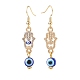 Boucles d'oreilles pendantes en cristal avec strass et mauvais œil en émail EJEW-JE05012-03-2