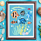 4 個 4 スタイル海の動物のテーマペット中空アウト描画絵画ステンシル  DIYスクラップブック用  フォトアルバム  海洋性動物  300x300mm  1個/スタイル DIY-WH0394-0018-7